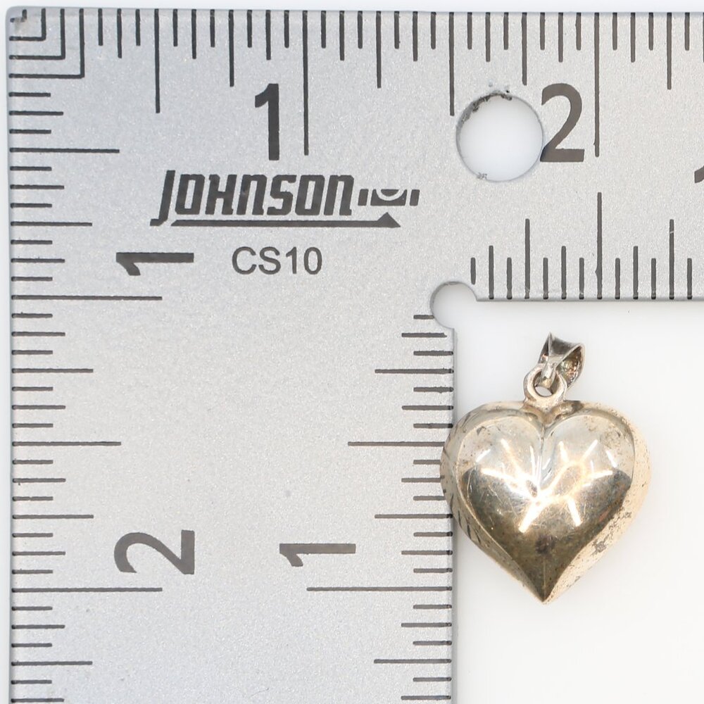 Vintage 925 Sterling Silver‎ Puffy Heart Pendant Classic Timeless Style - Picture 4 of 4